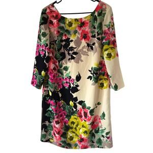 Tahari ASL Dress Sz 10 Floral Ivory Sheath 3/4 Sleeve Party Formal Wedding